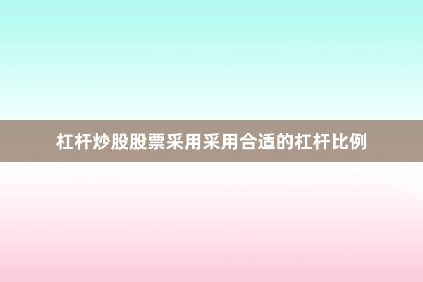 杠杆炒股股票采用采用合适的杠杆比例
