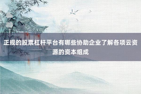 正规的股票杠杆平台有哪些协助企业了解各项云资源的资本组成