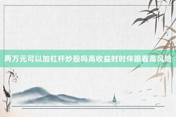 两万元可以加杠杆炒股吗高收益时时伴跟着高风险