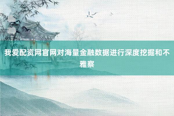 我爱配资网官网对海量金融数据进行深度挖掘和不雅察