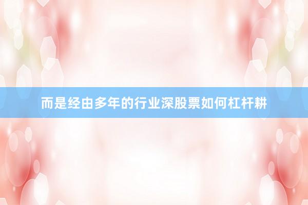 而是经由多年的行业深股票如何杠杆耕