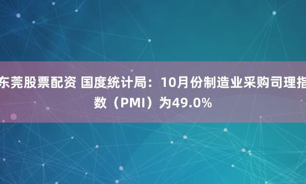 东莞股票配资 国度统计局:10月份制造业采购司理指数(PMI)为49.0%